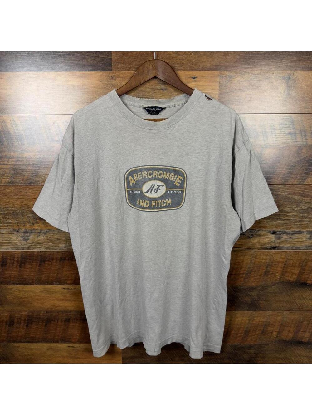 Vintage Abercrombie & Fitch Logo Graphic T-Shirt Gray XL Distressed